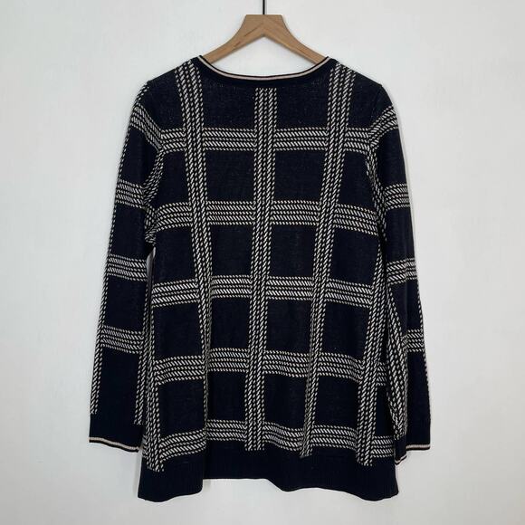 NEW Charter Club Sweater Women's Plus Size 2X Black Metallic Plaid Pullover - Picture 3 of 9